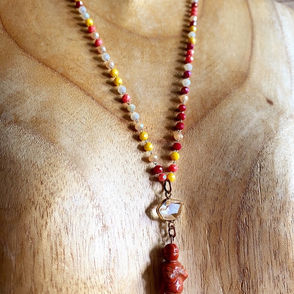 Red Jasper Goddess Crystal Beaded Necklace - Picture 5 of 10